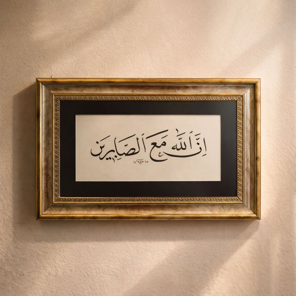 Sabır ve Huzur Temalı El İşçiliği Hat Tablosu