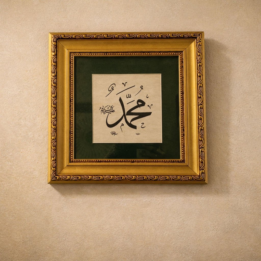 Klasik Sülüs Hat Sanatı - Muhammed (a.s.) Yazılı Tablo
