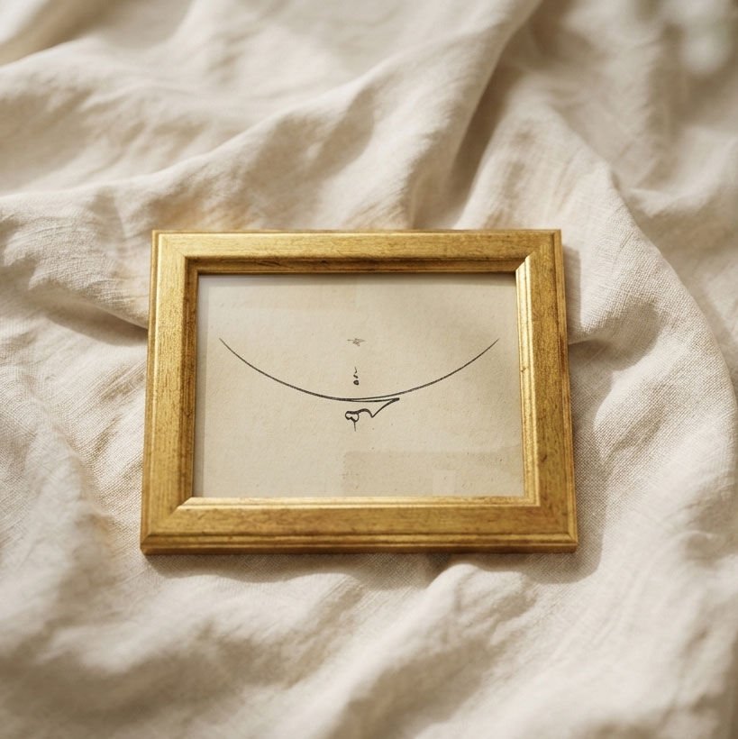 Minimalist Altın Çerçeveli Modern Hat Sanatı