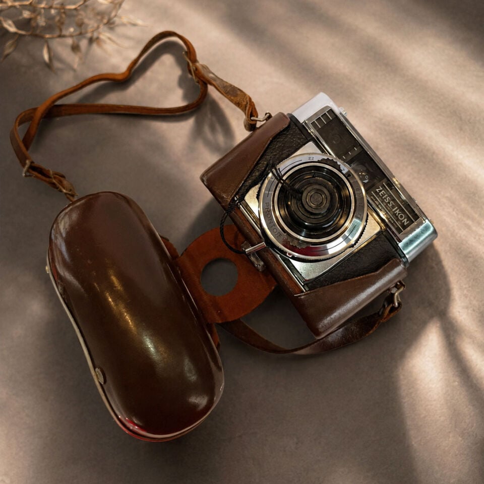 Vintage Zeiss Ikon Deri Kılıflı Antika Fotoğraf Makinesi