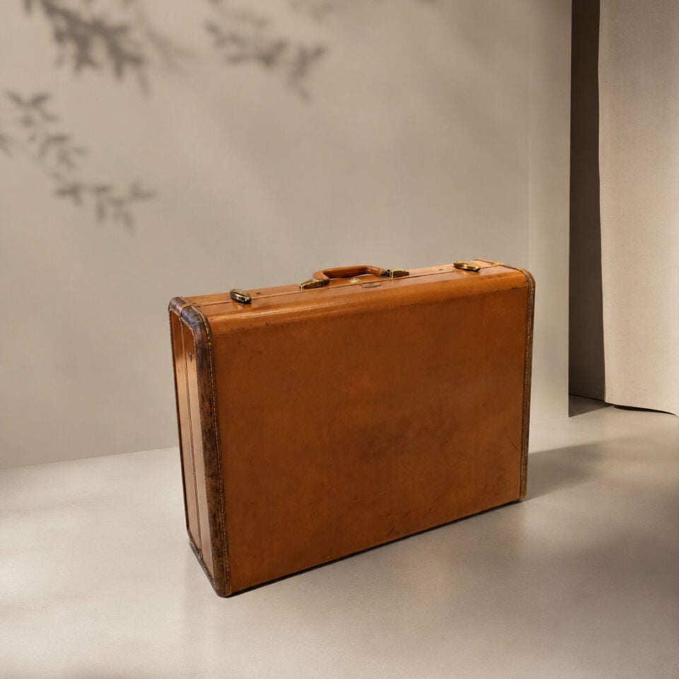 Samsonite Retro Taba Rengi Deri Seyahat Valizi