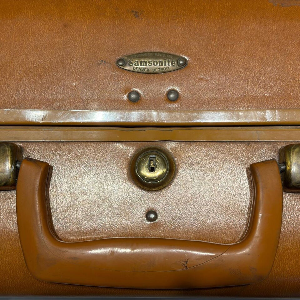 Samsonite Retro Taba Rengi Deri Seyahat Valizi